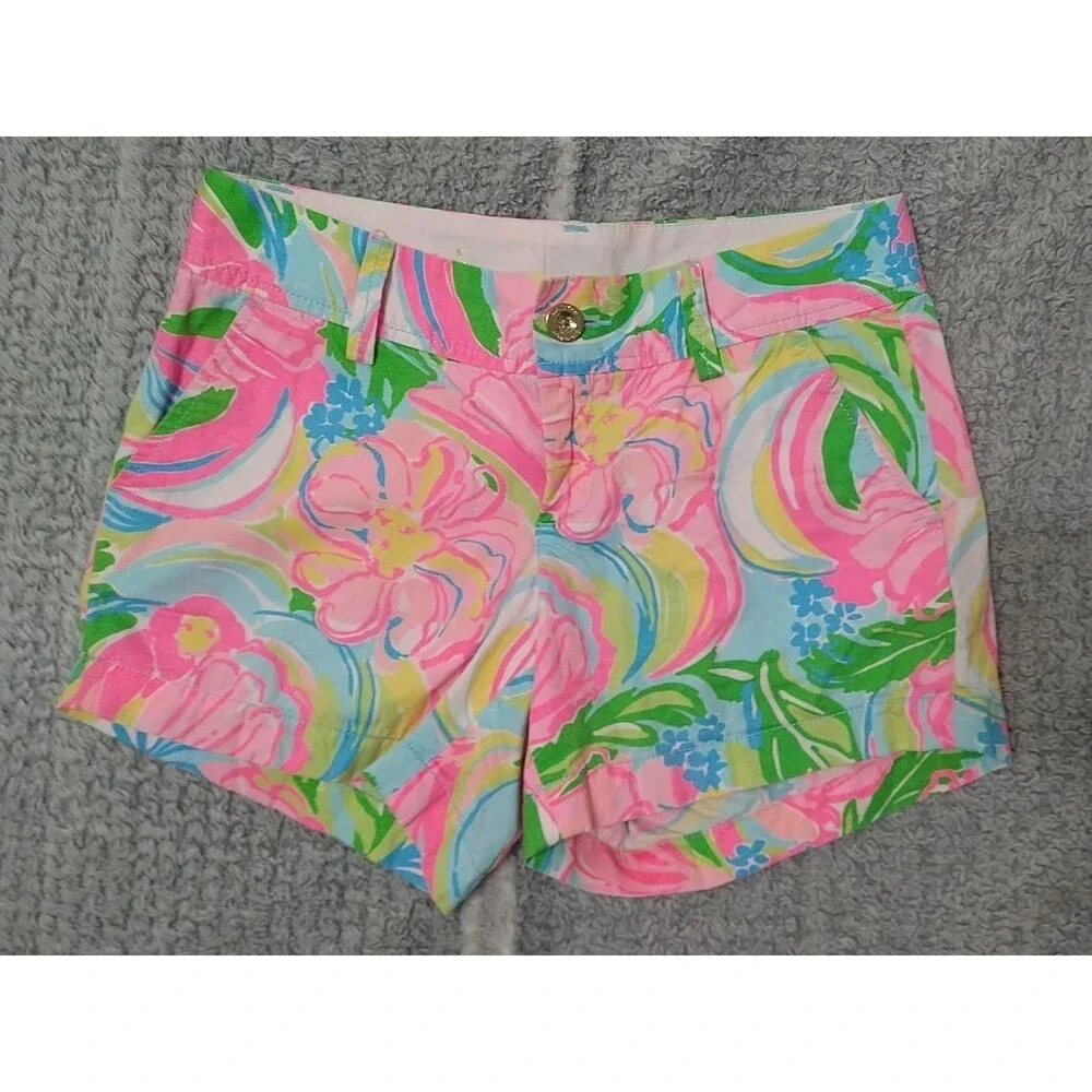 Lilly Pulitzer The Callahan Shorts Multicolor Size 0 Boho Beachy Summer Feminine